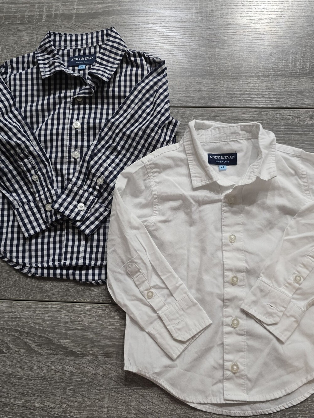Andy & Evan Toddler Boy Button Down Long Sleeve Dress Shirt 2 Piece Set Size 2T